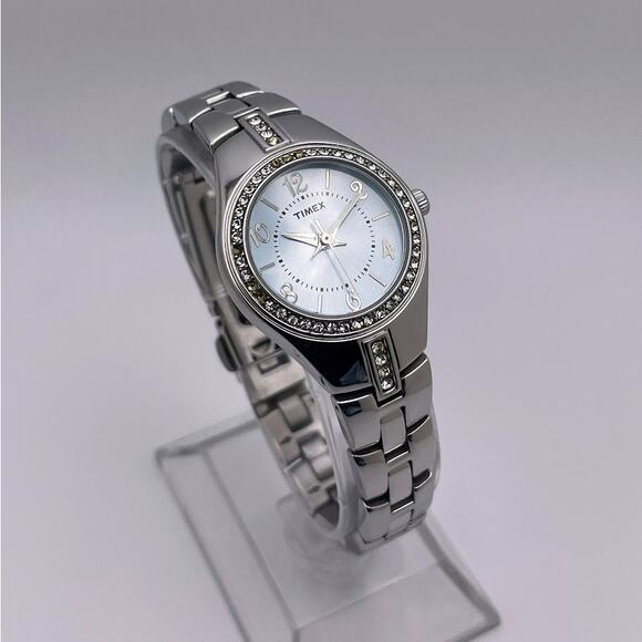 Timex Women's Quartz Watch Light Blue Dial Silver Linked Bracelet - Picture 6 of 9